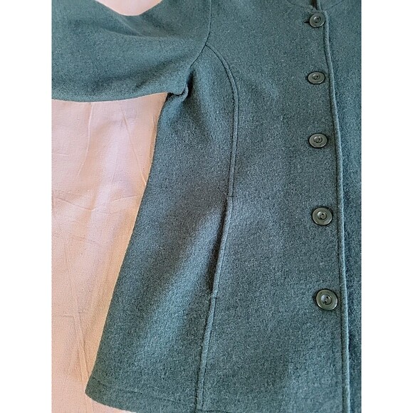 Appleseeds Wool Coat Womans L Dark Green Button Business Casual City Jacket EUC - Picture 4 of 11